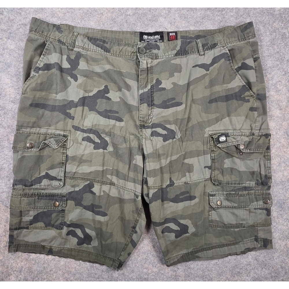 Ecko Unltd Mens Camo Cargo Shorts Size 48 Green Camouflage Cotton Streetwear